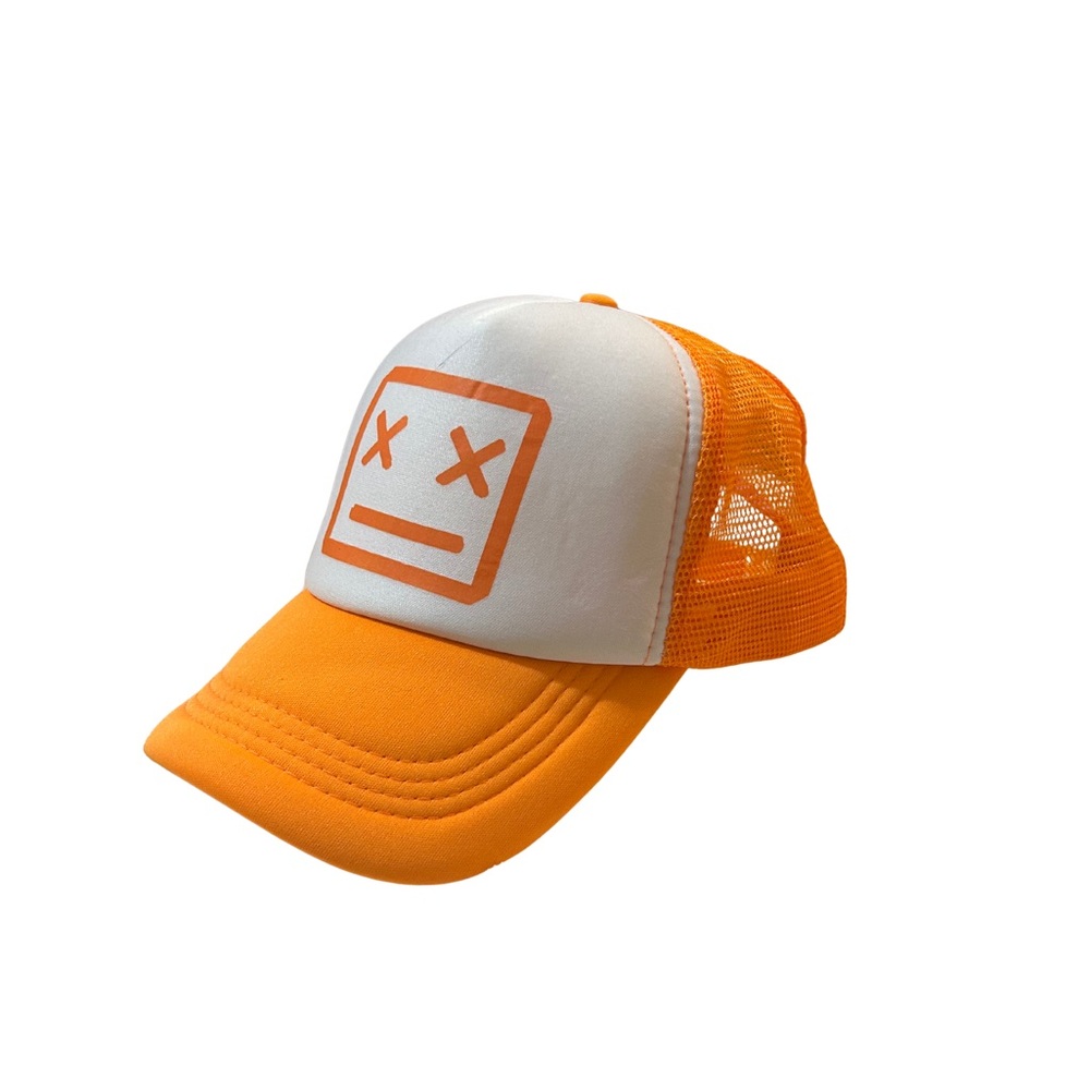 Vintage Orange and White Trucker Hat with Graphic